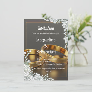 Convite Luxury Gold Rings Wedding Invitation
