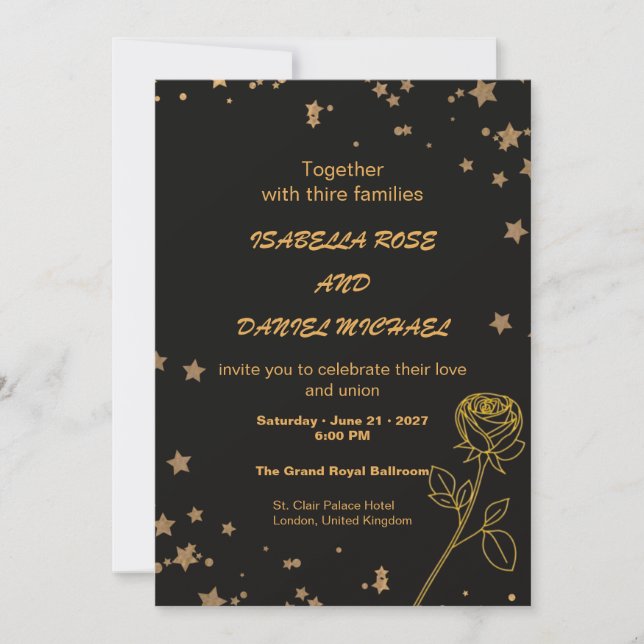 Convite Luxury Gold Save the Date Wedding Card (Frente)