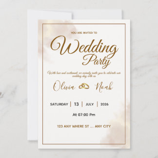 Convite Luxury Gold Script Wedding Invitation