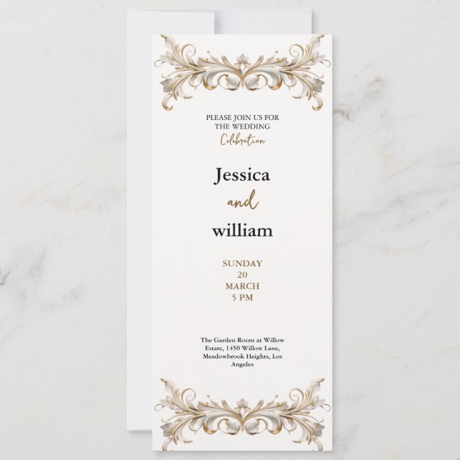 Convite luxury golden palace wedding invitation (Frente)
