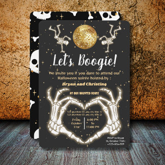 Convite Luxury Halloween Dance Skeletons Disco Ball Party