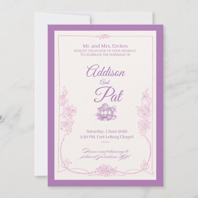 Convite Luxury Light Purple wedding invitation (Frente)