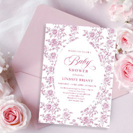 Convite Luxury Rose Gold Floral Roses Baby Shower Invite