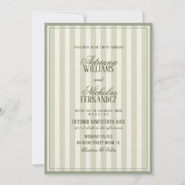 Convite Luxury Sage Green Striped Wedding