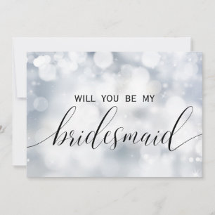 Convite Luxury Silver Glitter Você Será Minha Porta-Voz