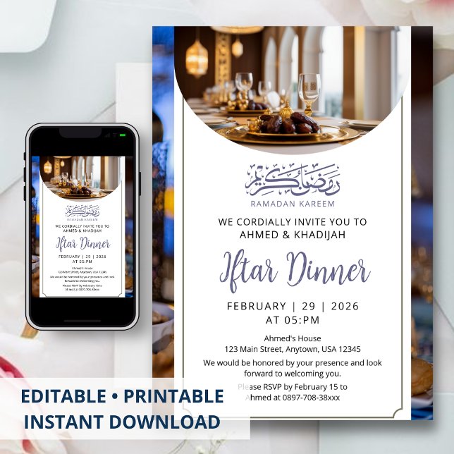Convite Luxury Table Setting Ramadan Iftar Invitation (Criador carregado)
