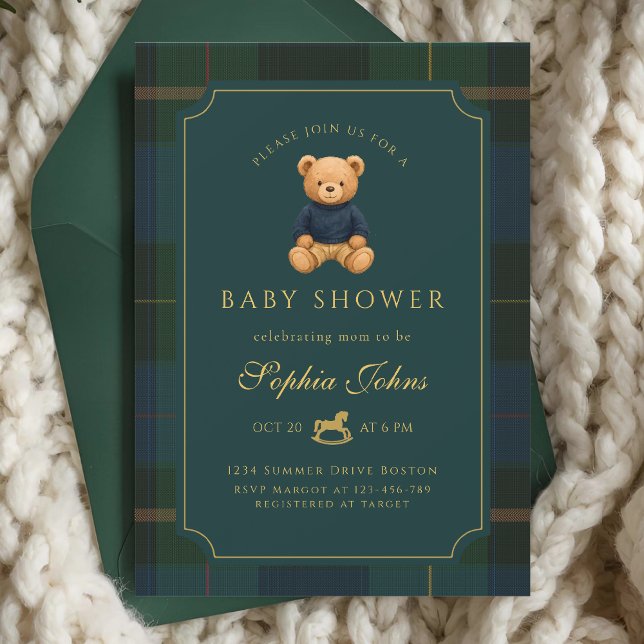 Convite Luxury Teddy Bear baby shower  (Criador carregado)
