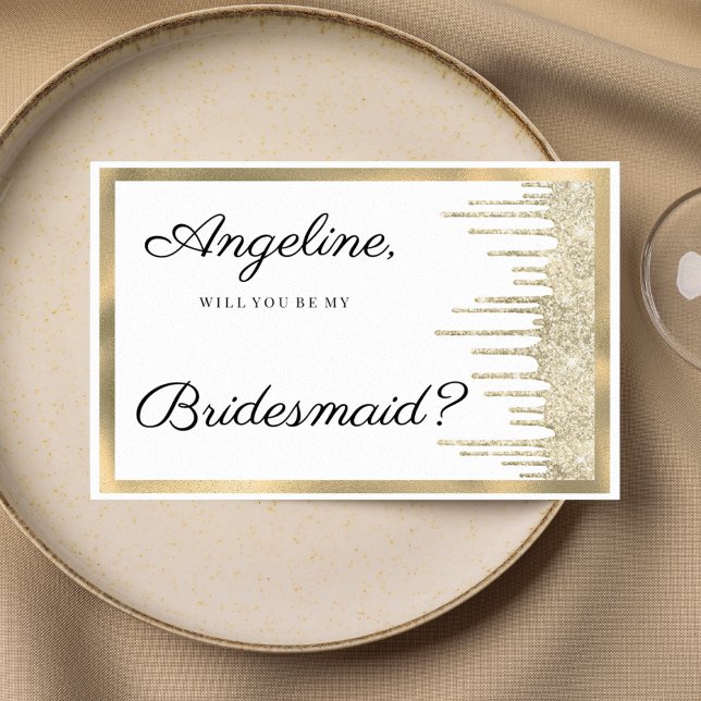 Convite Luxury white gold glitter drips Bridesmaid  (Luxury white gold glitter drips Bridesmaid )