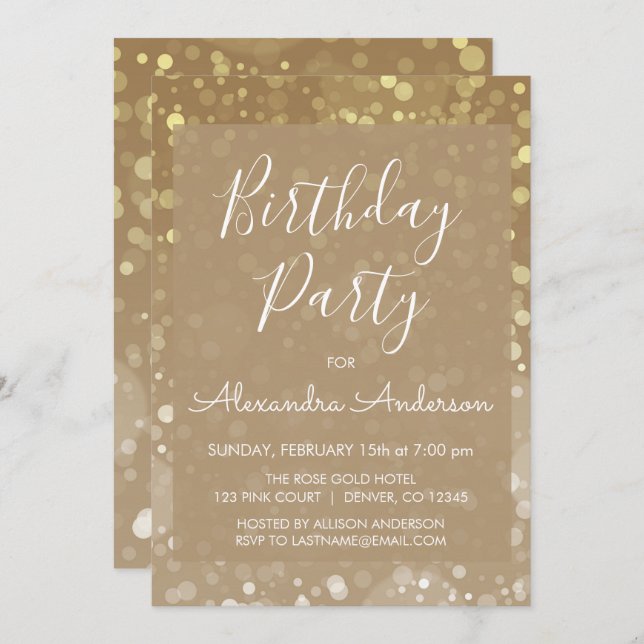 Convite Luz Brilhante Dourada Acende Qualquer Idade Aniver (Frente/Verso)