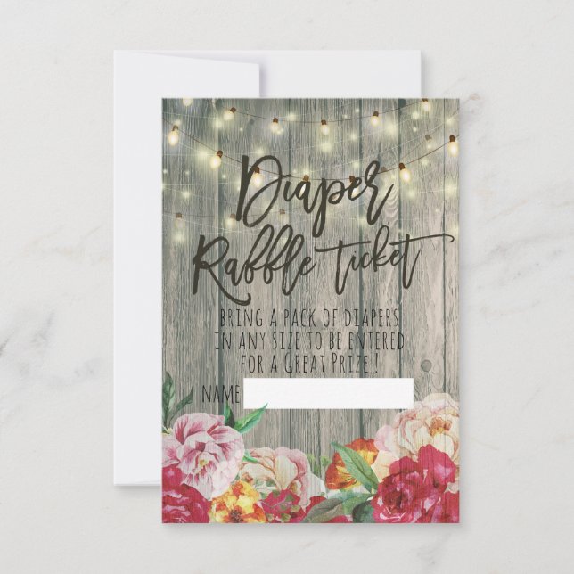 Convite Luz da madeira de chá de fraldas Fralda de Raffle (Frente)