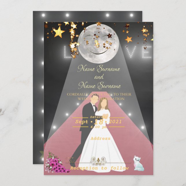 Convite Luz de tapete vermelha (Frente/Verso)