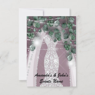 Convite Luz do Casamento Violeta Vestido Verde Russo Viole