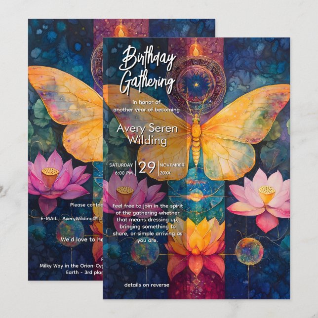 Convite Luz Emergente | Design Borboleta (Frente/Verso)