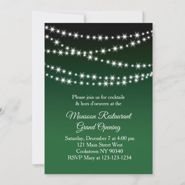 Convite Luz verde-escura de brilho de grande abertura (Frente)