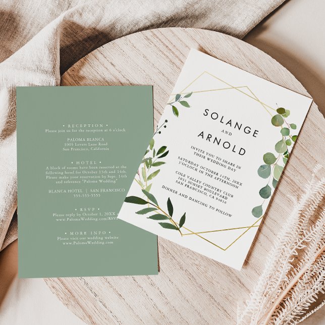 Convite Luz Verde Tropical De Volta e Casamento Formal Fro (Criador carregado)