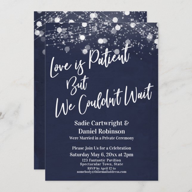 Convite Luzes Amor Texturizado é Paciente Recepção Naval (Frente/Verso)