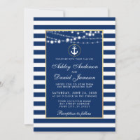 Luzes Azuis de Casamento Náutico Convidam W