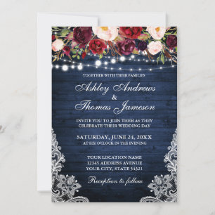Convite Luzes Azuis De Madeira De Azul De Casamento Russo