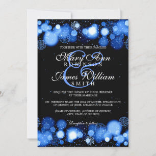 Convite Luzes azuis do Casamento no inverno elegante