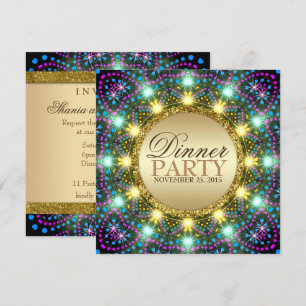 Convite Luzes Boêmias Cores Douradas Brilhantes
