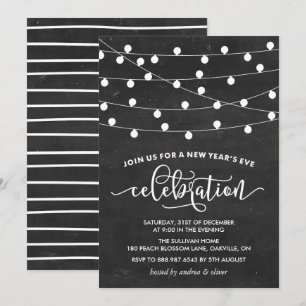 Convite Luzes brancas da corda na véspera de Ano Novo do