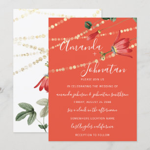 Convite Luzes Brancas de Monograma Moderno de Casamento Do