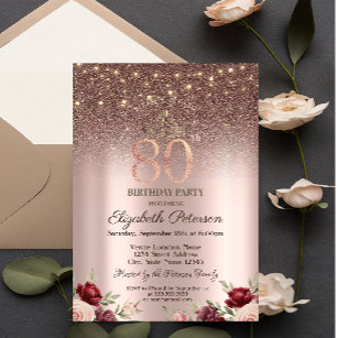 Convite Luzes, Brilhante Brilhante, 80 de Rosa Dourado Ani