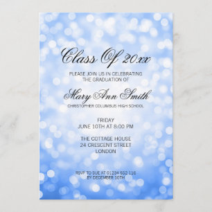 Convite Luzes brilhantes azuis da Festa de formatura Elega