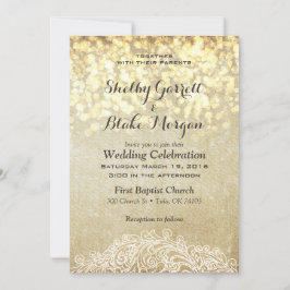 Convite Luzes brilhantes Burlap & Lace Country Chic