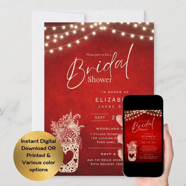 Convite Luzes brilhantes | Casamento Rustic Barn Woodland (Criador carregado)