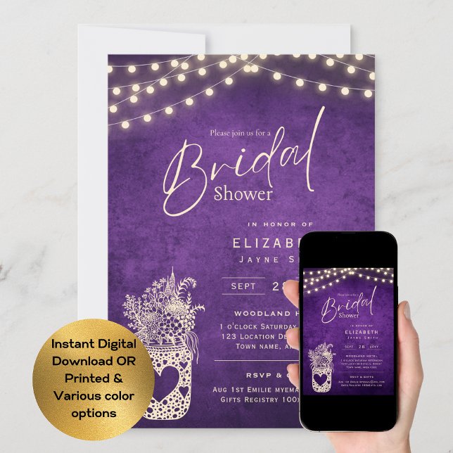 Convite Luzes brilhantes | Casamento Rustic Barn Woodland (Criador carregado)