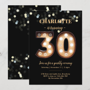 Convite Luzes brilhantes de aniversário de 30 anos