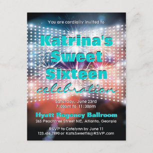 Convite Luzes brilhantes e fogos de artifício Doce Dezess