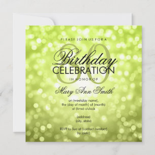 Convite Luzes brilhantes verdes da Festa de aniversário E