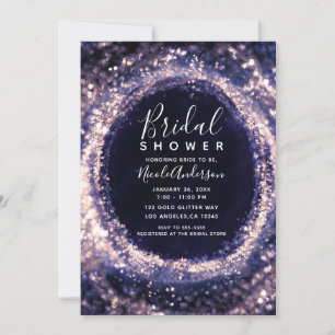 Convite Luzes Brilhantes Violeta Roxo Glam Chuveiro de Noi