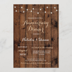 Convite Luzes de Aniversário de Casamento de Madeira Convi