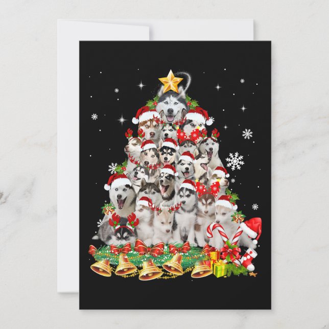Convite Luzes de árvore de Natal husky siberiano | Natal c (Frente)