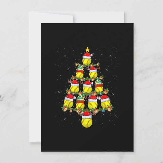 Convite Luzes de árvore de Natal para amante de softball X (Frente)