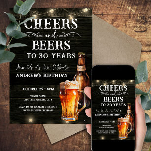 Convite Luzes de barra de Cervejas e Parabéns de 30 anos