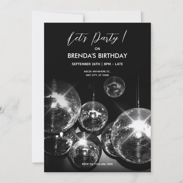 Convite Luzes de bola de discoteca Vamos dançar festa  (Frente)