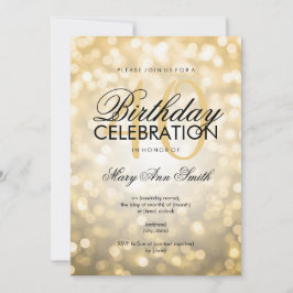 Convite Luzes de brilho Douradas do partido Elegante anive