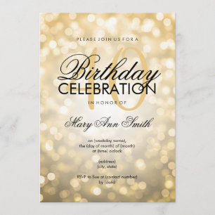 Convite Luzes de brilho Douradas do partido Elegante anive