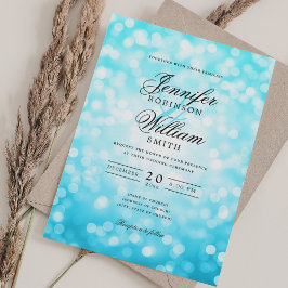 Convite Luzes de Casamento Elegantes Turquoise QR RSVP