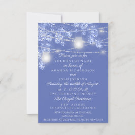 Convite Luzes de Casamento Jars Rustic Glitter Blue Spark