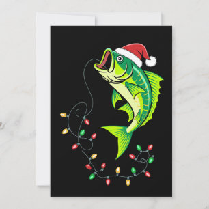 Convite Luzes de Chapéu do Papai Noel de Peixe de Robalo d