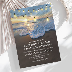 Convite Luzes de Corda à Beira-Mar Casamento na Praia