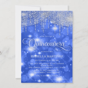Convite Luzes de Corda Azul Real Brilham Quinceañera