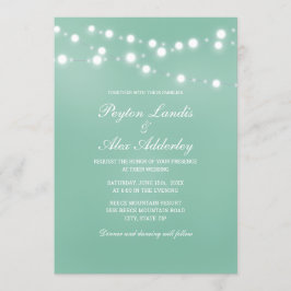 Convite Luzes de Corda Branca Neo Mint Elegantes Casamento