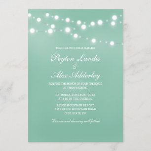 Convite Luzes de Corda Branca Neo Mint Elegantes Casamento