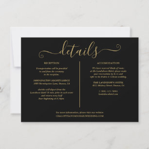 Convite Luzes de Corda Casamento Preto e Dourado Detalhes